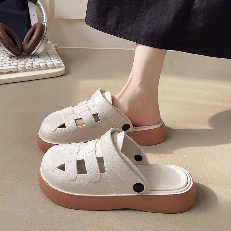 Dép nữ sandal,sục nữ đế kiểu dáng hàn quốc thanh lịch đế cao 4cm 2 màu đế đen và đế nâu vs333