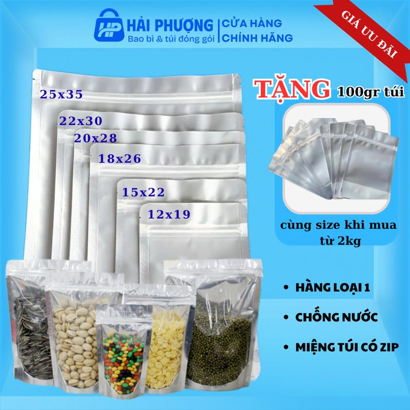 Túi Zip Bạc 0,5kg-1kg-2kg nhiều kích cỡ Bao bì Hải Phượng túi zip loại 1 đầu zip kín đáo đựng các loại hạt ngũ cốc bánh kẹo,... túi zip nhựa pvc