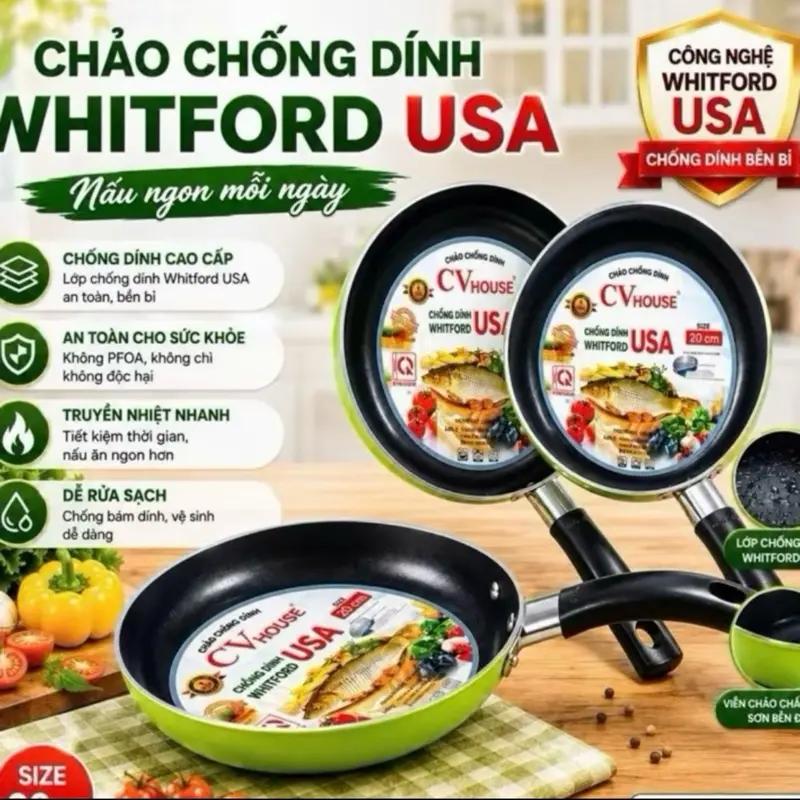 Chảo chống dính CV House, công nghệ Whitford USA, an toàn cho sức khỏe, truyền…