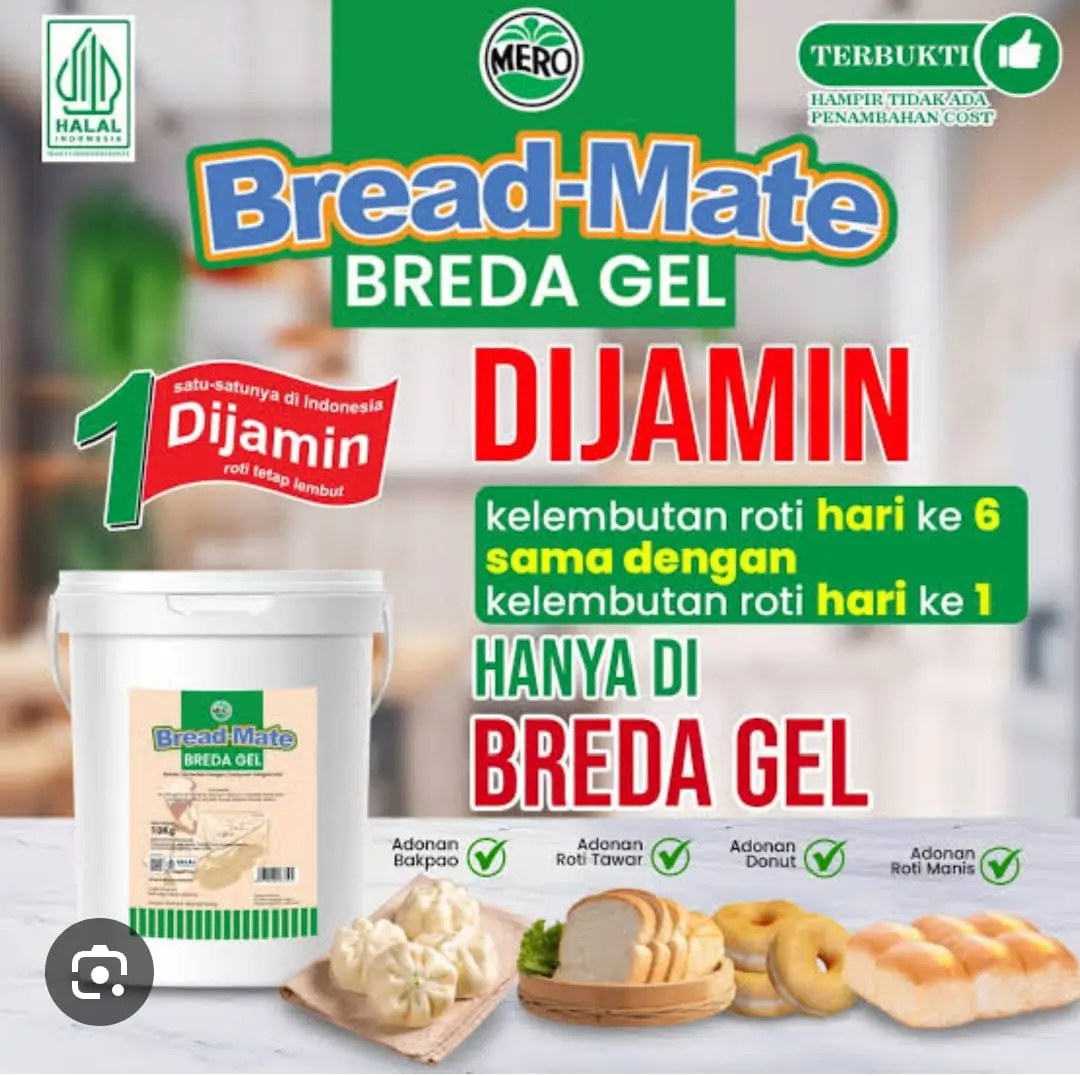 Bread Gel Breda Gel Pelembut Roti Donat Bakpao kemasan repack 250 gram