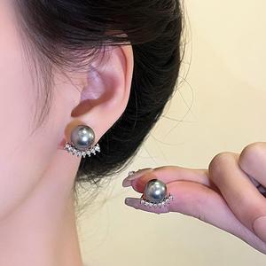 Anting-anting Stud Mutiara Kelabu Perak, Reka Bentuk Mudah dan Elegan, Untuk Wanita Beg Tangan, Gaya Baru, Rekaan Mewah, Niche, Kecil dan Bergaya, Serba guna