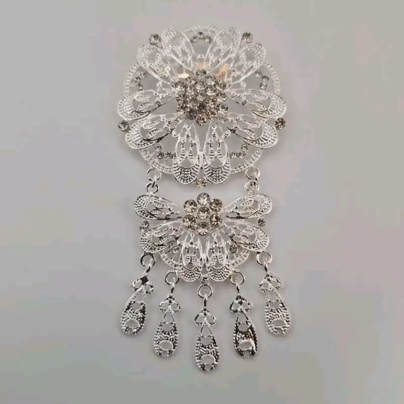 Bros KutuBaru Elegan Motif Angsa & Bunga Mata Dua Warna Gold Silver Clips 5