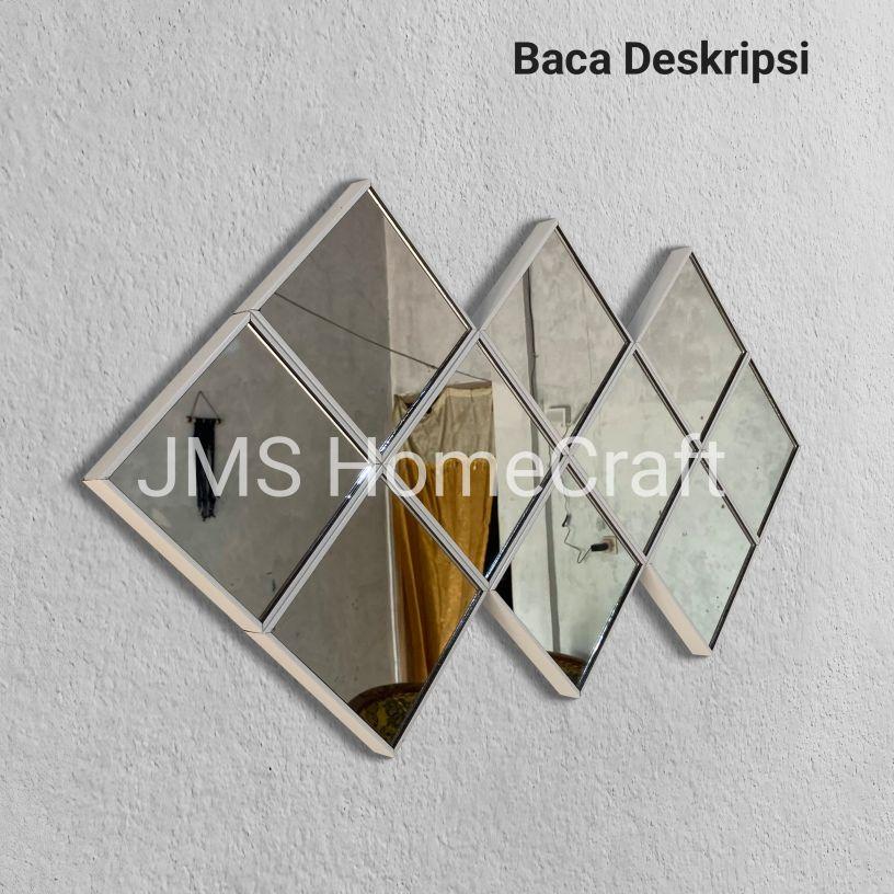 Kaca Cermin Dinding Tempel Cermin Dekorasi Ukuran 15×15cm