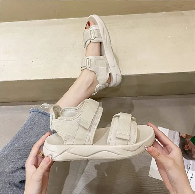 Sandal Casual Wanita Import Korea Karet Jelly Velcro Anti Selip Tahan Air - Shoes Sendal