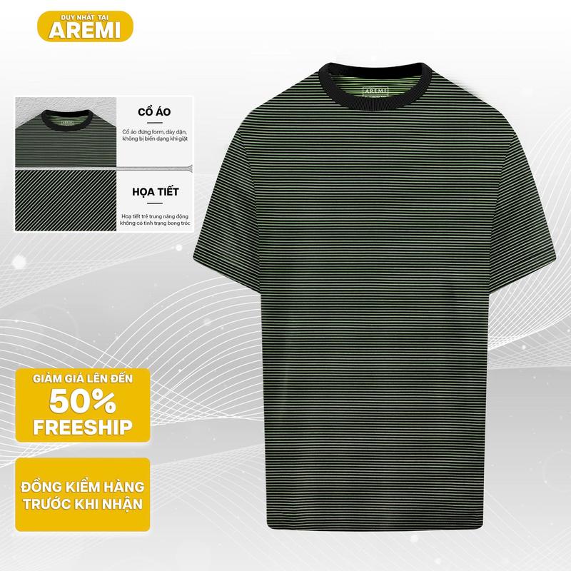 Áo thun nam tay ngắn cổ tròn AREMI chất liệu cotton cao cấp co giản thoáng mát thiết kế đơn giản trẻ trung ATS0034