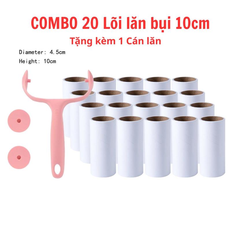 COMBO 20 LÕI Lăn Bụi Quần Áo Siêu Dính 60 Tờ, Cây Lụi Lăn Tóc Dính, Lăn Bụi Thảm, Dọn sạch Lông Thú Cưng