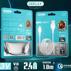 Kabel Data GERLAX D3V Micro USB Fast Charging 2.4A Original 1Meter