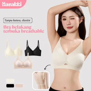 HASAKKI-Bra Wanita Tanpa Kawat Belakang Terbuka | Bh Breathable Elastis 4 Arah Tanpa Tepi Push Up Anti Kendur Nyaman Ringan Lembut