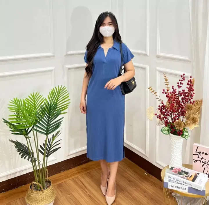 DRESS KNIT MATILDA KERAH MODEL KOREAN -DRESS WANITA REMAJA DEWASA JUMBO 6