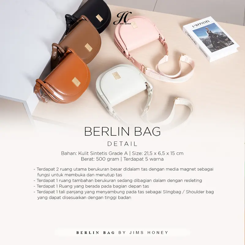 Jims Honey - Berlin Bag - Tas Selempang Wanita Sling Bag Wanita Kulit Slingbag 8