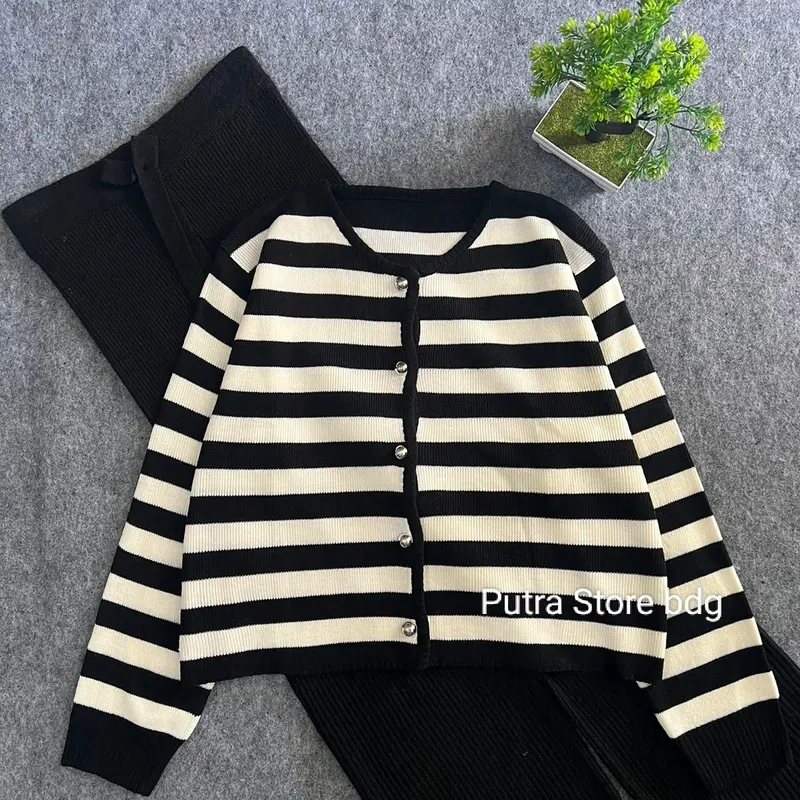 oneset calya outher crop cardi + kulot rajut premium 1