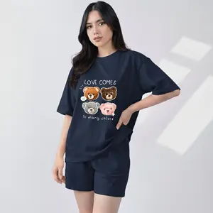 SETELAN KULOT DEWASA MOTIF "BEAR COLORS" BAHAN BABYTERRY PREMIUM CELANA 7/8 -