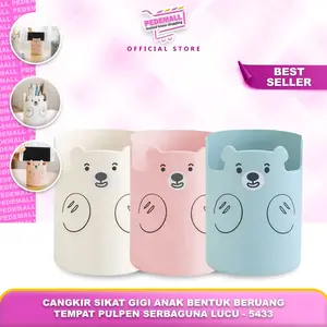 Cangkir sikat gigi anak bentuk Beruang  / Tempat pulpen serbaguna lucu / Gelas Kamar Mandi - 5433