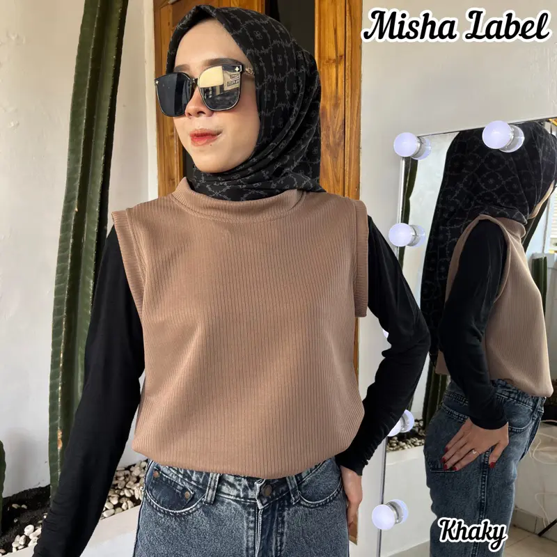 (PREMIUM) Inner Tanpa Lengan Bahan Knit Mango Premium By Misha Label 8