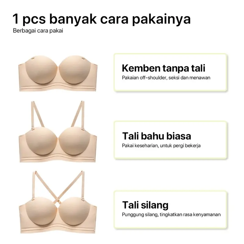 [LUX] Bra L081 Bh Push Up Tanpa Kawat Busa Tebal BhWanita Seamless Beha Wanita Nyaman 2in1 Strapless 6