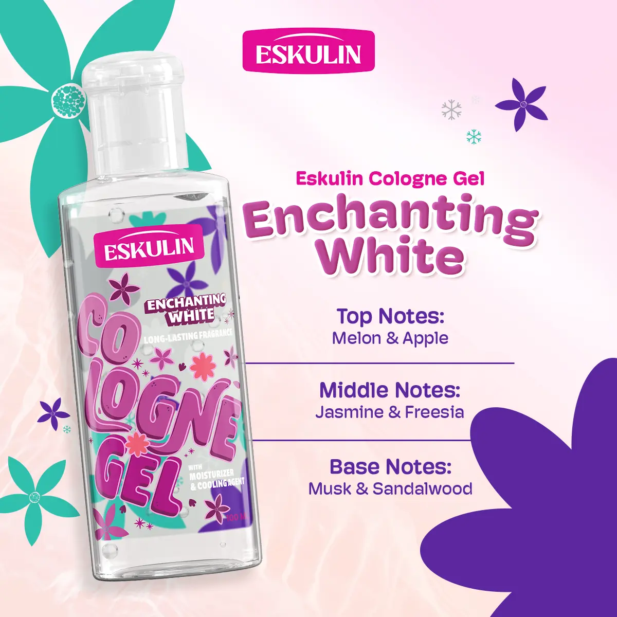 Eskulin Cologne Gel Best Seller Collection - Enchanting White, Adorable Pink, and Romantic Purple