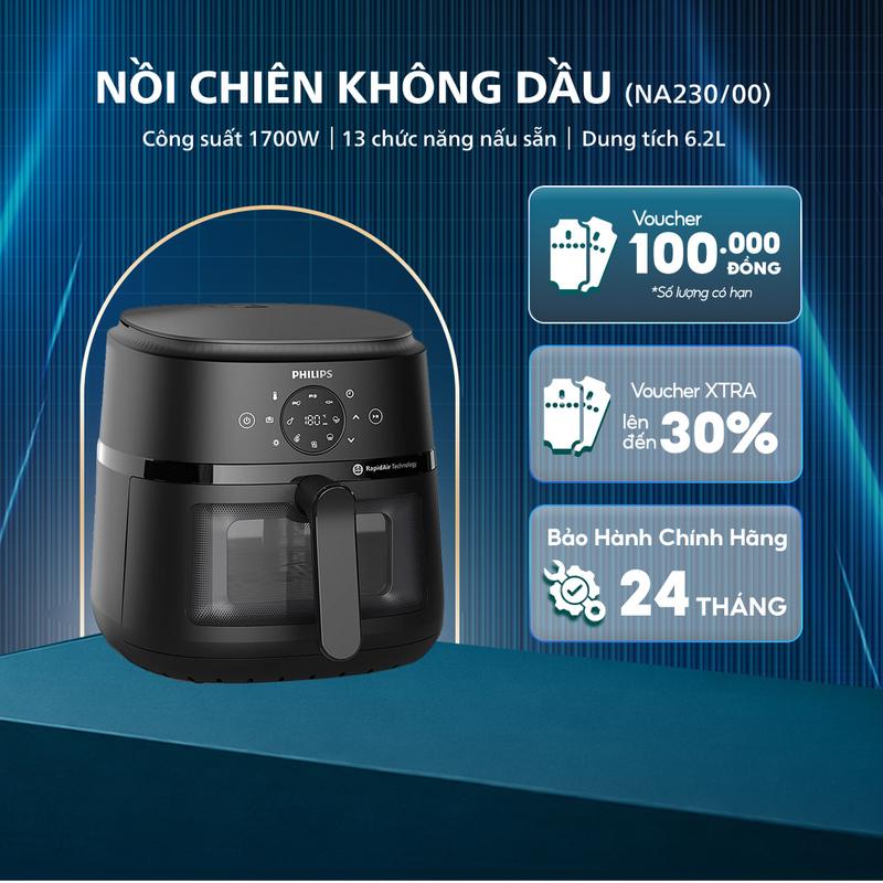 Nồi Chiên Không Dầu PHILIPS NA230/00 - Dung Tích 6.2 L - 13 Chức Năng Nấu