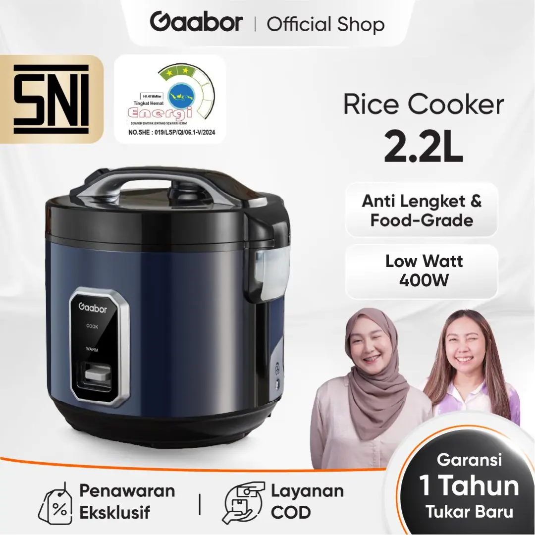 [Exclusive Ischa Indy] Gaabor Rice Cooker Magic Com 400W 2.2L Serbaguna Anti Lengket Penghangat Nasi (gratis Sendok nasi dan wadah cup beras) / RC50M-BE01A