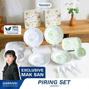 [Exclusive Mak San] Youware - Hampers Set Piring Makan Melamin Asli (Motif Tidak Pudar)  / Set Hampers Piring Motif Cantik Estetik Bahan Melamin Tahan Panas  / Food Grade BPA Free SNI
