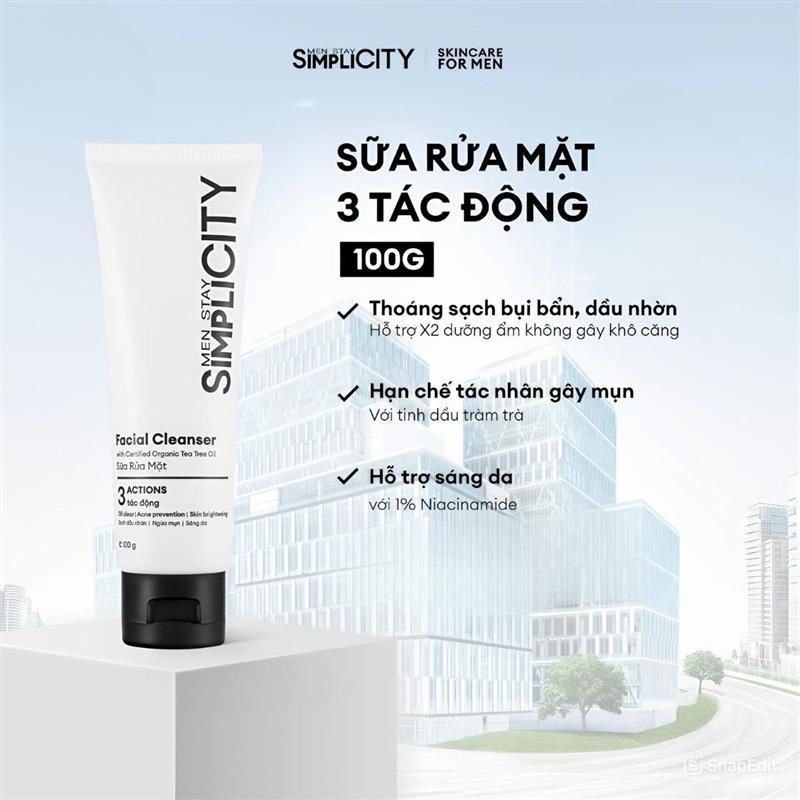  Sữa rửa mặt cho nam Men Stay Simplicity Facial Cleanser 100g 