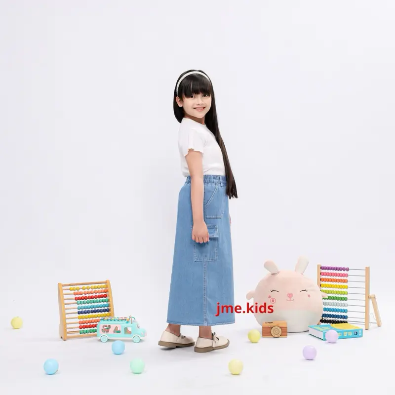 Jme kids rok cargo - rok cargo 7/9 anak Perempuan usia 2th-9th kain Denim Anak-Anak