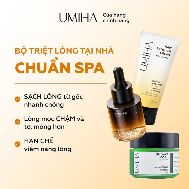 Bộ Triệt lông Spa UMIHA - Kem tẩy lông 65g Sáp Wax lông Mỡ trăn triệt lông an toàn lành tính hiệu quả tiết kiệm Women Nữ