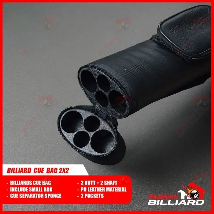 Hard Billiard Case - Tas Stick Billiard - 2B2S - PU Leather - Hitam 4