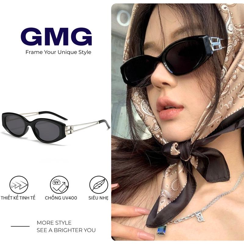 【TẶNG KÈM VÍ DA】GMG Kính Râm Cao Cấp 2498, Dành Cho Nữ & Nam, Chống UV400, Phong Cách Thanh Lịch, Thời Trang, Màu Khung Đen, Ống Kính Xám, Mới Về Mùa Hè 2025