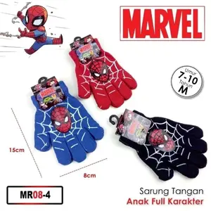 12 Pasang Sarung Tangan Anak TK Karakter Motif  Cowok(spidem4n) Rajut 6-10 Tahun