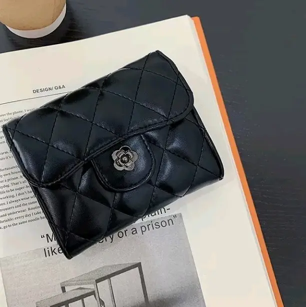 Korea Premium Leather Clover Short Wallet for Women - Simple Design