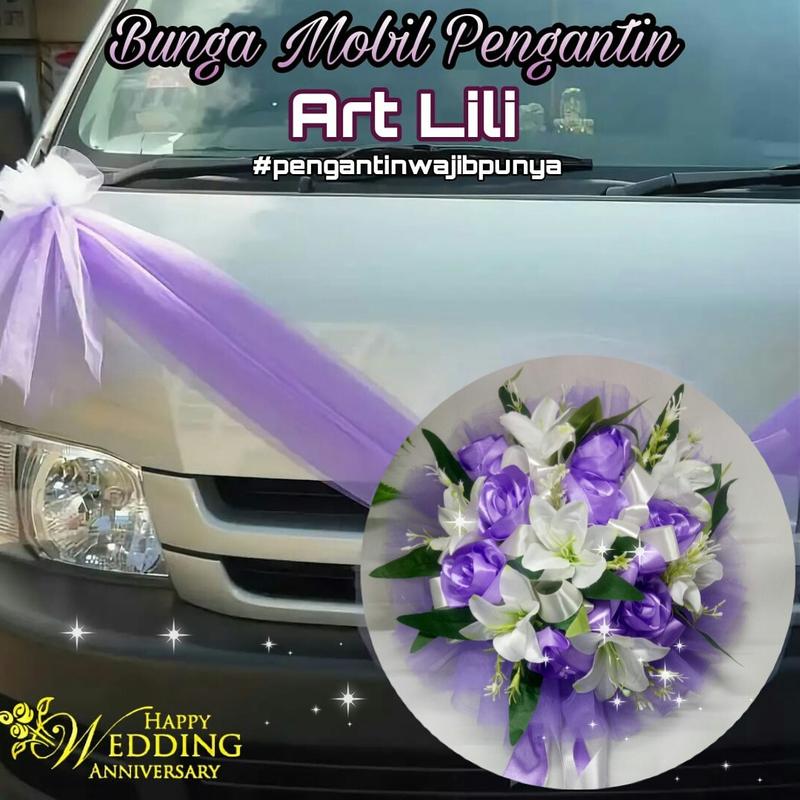 Bunga Hiasan Mobil Pernikahan Art Lili- Buket Bunga Pengantin - Bunga Mobil Pengantin - Hiasan Mobil - Aksesories pernikahan - Bunga Hadiah - Doorprize  - Bunga Mobil 1