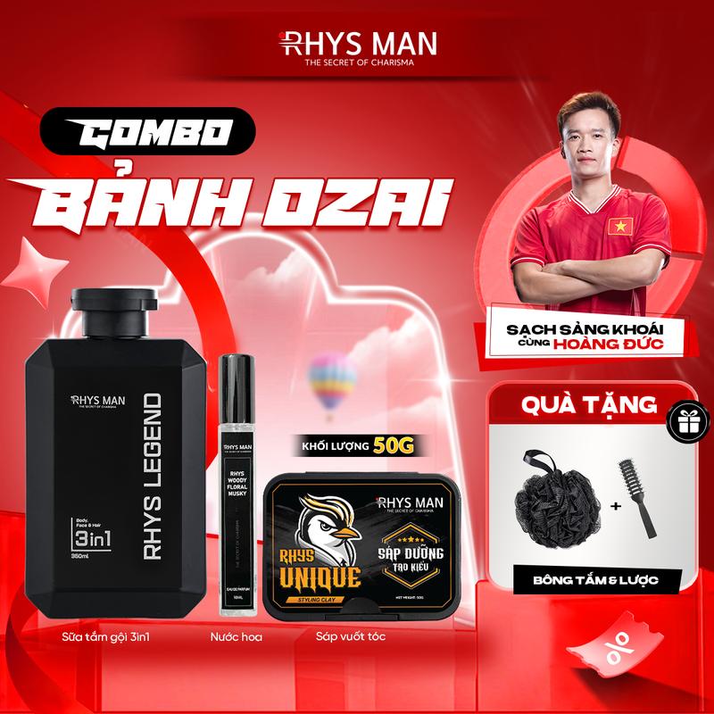 Combo Bảnh Dzai: Sữa tắm gội 3in1 & Nước hoa 10ml & Sáp 50g | Tặng kèm Set Túi hộp bông tắm than tre + lược tạo kiểu