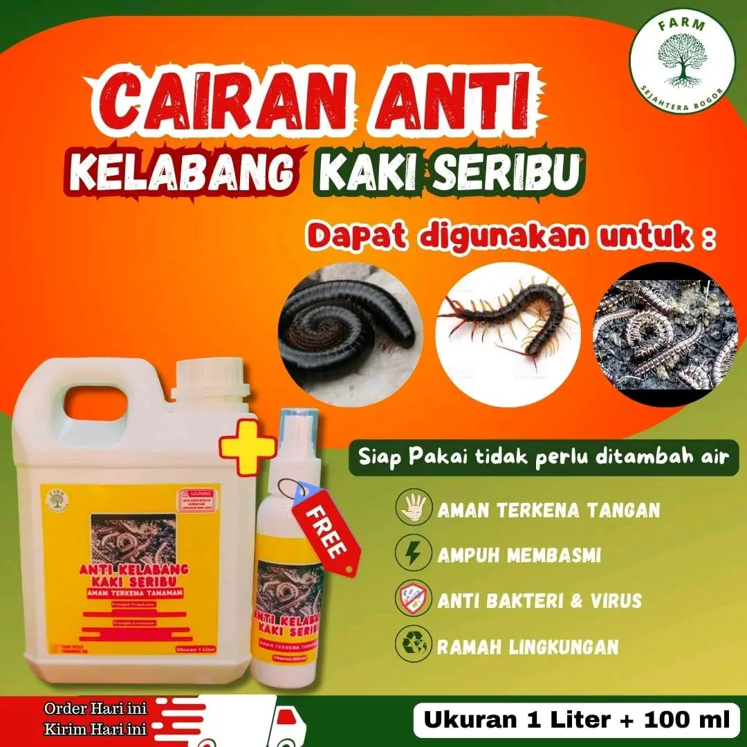 CAIRAN PEMBASMI KELABANG, KAKI SERIBU PALING AMPUH. UKURAN 1 liter free 100ml