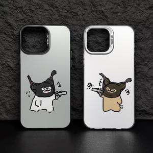 ลูกสุนัขคู่สำหรับ iPhone16promaxกรณีโทรศัพท์มือถือ iPhone15ความคิดสร้างสรรค์14 ใหม่ 13 พรีเมี่ยมสีเงิน 12/11 ป้องกันการตก XSMax ชายและหญิง 8Plus ความเรียบง่าย xs / xr กรณีป้องกัน