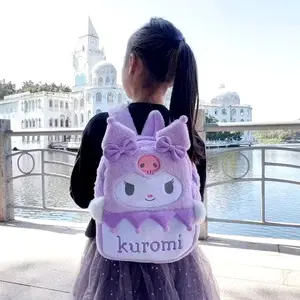 Tas Sekolah Ransel Anak Perempuan Karakter Lucu Sanrio Kuromi Melody Cinnamoroll Bahan Bulu Halus Korea