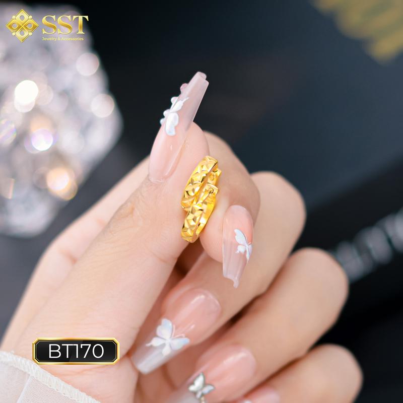 Bông tai Unisex Titan SST Official Store Kiểu khoen tròn khắc dấu X cá tính Không Đen Gỉ BT170