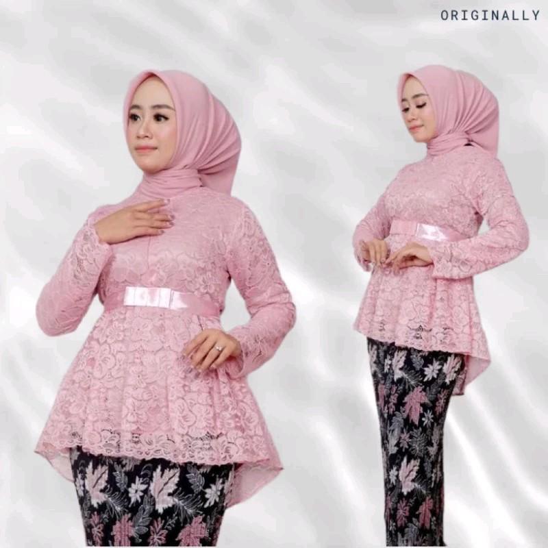 Set Baju Kebaya Aurora Brokat Premium Mix Rok Plisket - Dress Wanita Terlaris 8
