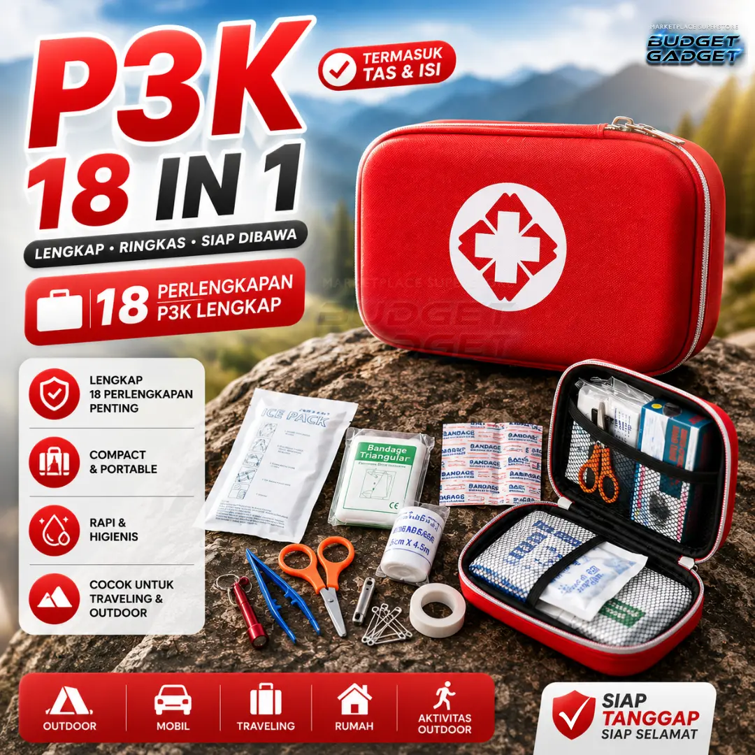 Set Paket Perlengkapan Tas P3K Travel First Aid Kit 18 in 1 Kit Darurat Pertolongan Pertama