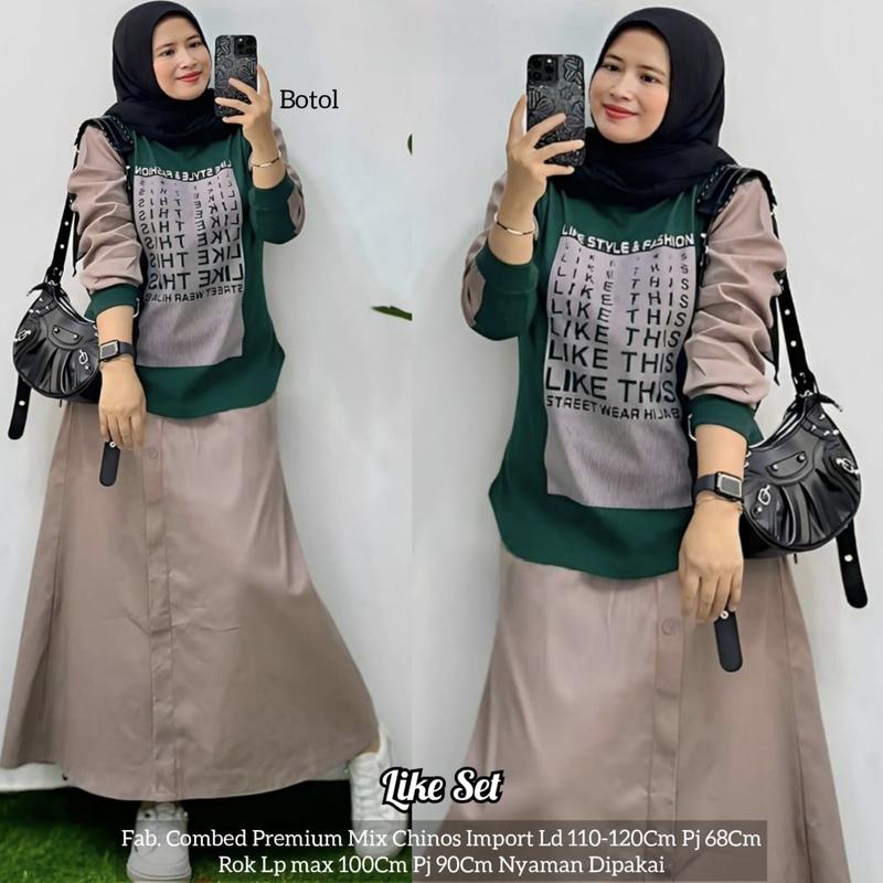 Setelan Rok India LIKE SET Setelan Rok Simple Combed Premium Mix Chinos Import - Shop ...