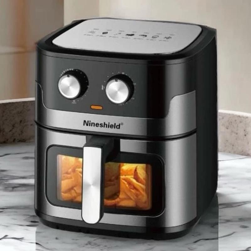 Nồi chiên không dầu nineshield model KB-9001M cơ có kính dưới dung tích 15 lít bảo hành 12 tháng lò nướng nineshield 15l