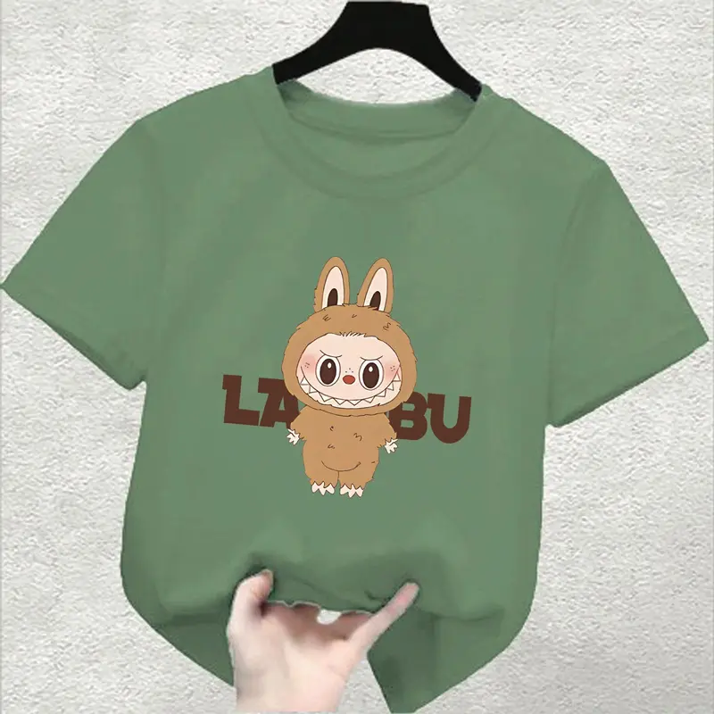 COD Kaos Anak Lengan Pendek Cewe Cowo / Baju Oblong Anak lengan Pendek Ideal Usia 2-15 TH Cotton combed Motif LABUBU Fashion 5