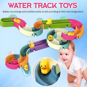 Baby bath slide toy children's water track toy DIY little yellow duck baby bath water toy Babies Play Cartoon