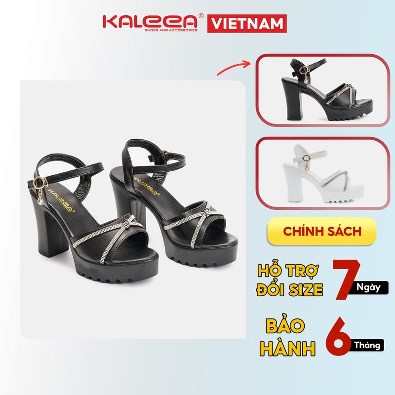 KALEEA G01 - Sandal Cao Gót 9p Dây Da PU Đính Đá Cao Cấp Sang Chảnh