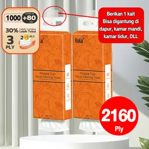 【1 hook free】Vela Tisu Gantung tebal 3 PLY 1080 Helai untuk pakai dirumah ekonomis Tisu makanan dengan kemasaan besar Tissue