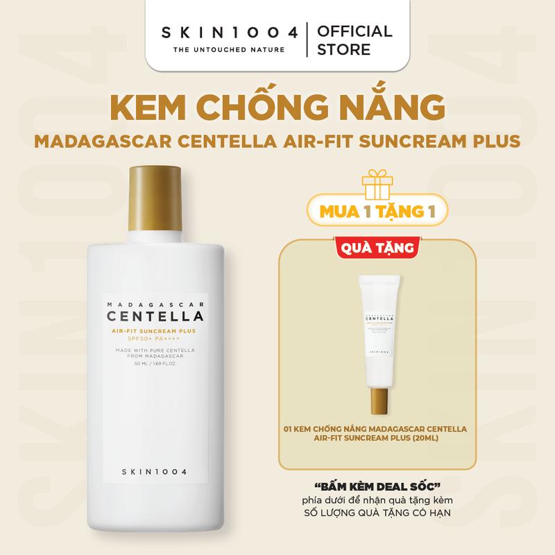 [Seung Thảo 8/8][Tặng 1 kem chống nắng 20ml] Skin1004 Kem chống nắng vật lí Madagascar Centella Air-Fit SunCream Plus SPF50+PA++++ 50ml
