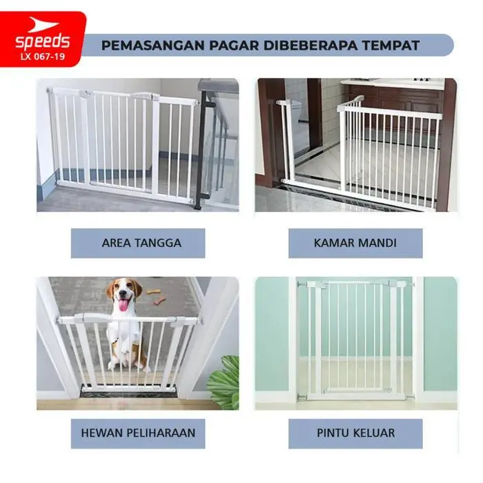 SPEEDS Baby Safety Gate Pagar Pengaman Pintu Bayi & Anak, Pembatas Tangga Dapur Kamar Mandi, Termasuk Ekstensi 45cm