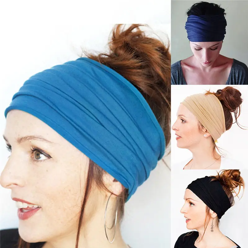 Fashion  Women Yoga Sports Wide Headband Elastic Boho Hair Band Head Wrap Wristband Girls Running Gym Headwrap HairBand