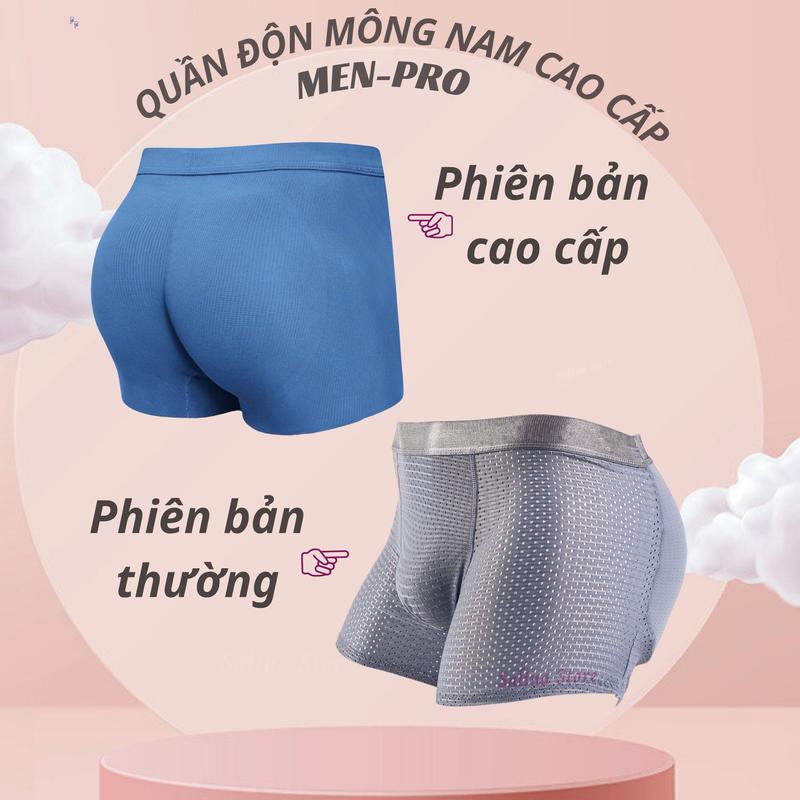 MEN-PRO Quần Độn Mông Nam Nâng Mông Tự Nhiên Không Dấu Vết Thoáng Mát Cho Nam Giới Size M L XL 2XL Vải Spandex Cotton Voan Hút Ẩm Co Giãn Tốt