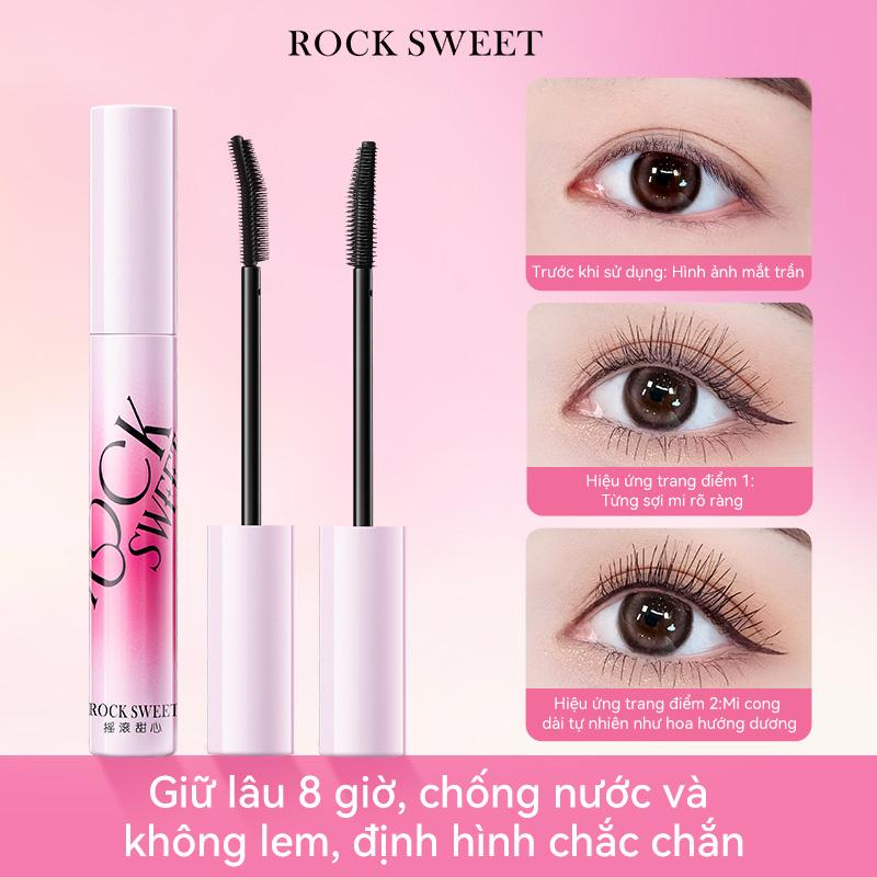 ROCKSWEET Mascara giữ màu lâu chống nước giúp làm dày và dài mi. Lớp base giữ mi cong không lem không dễ trôi.