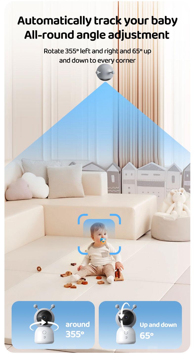 Product Introduction of Deer Dad  Baby Monitor Camera Cute Styling 1080p Resolution High-definition Night Vision Five-inch Large Screen Voice Call Colorful Night Lights 3